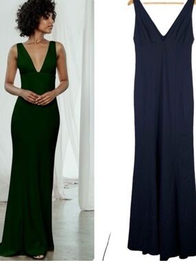 Amsale Reyna Deep V Empire Bodice Dress Size 4 NWT